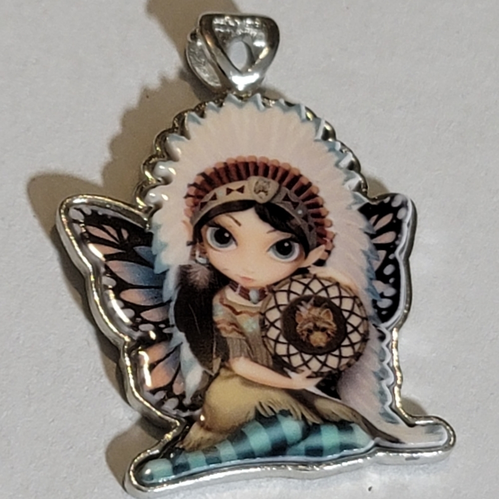 Fairy Indian Necklace with headdress with pendant and chain new gift fairy lover